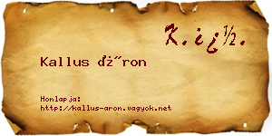 Kallus Áron névjegykártya